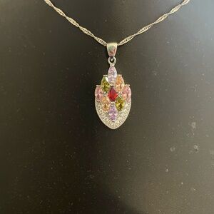 Elegant Multicolor Gemstone Pendant Necklace